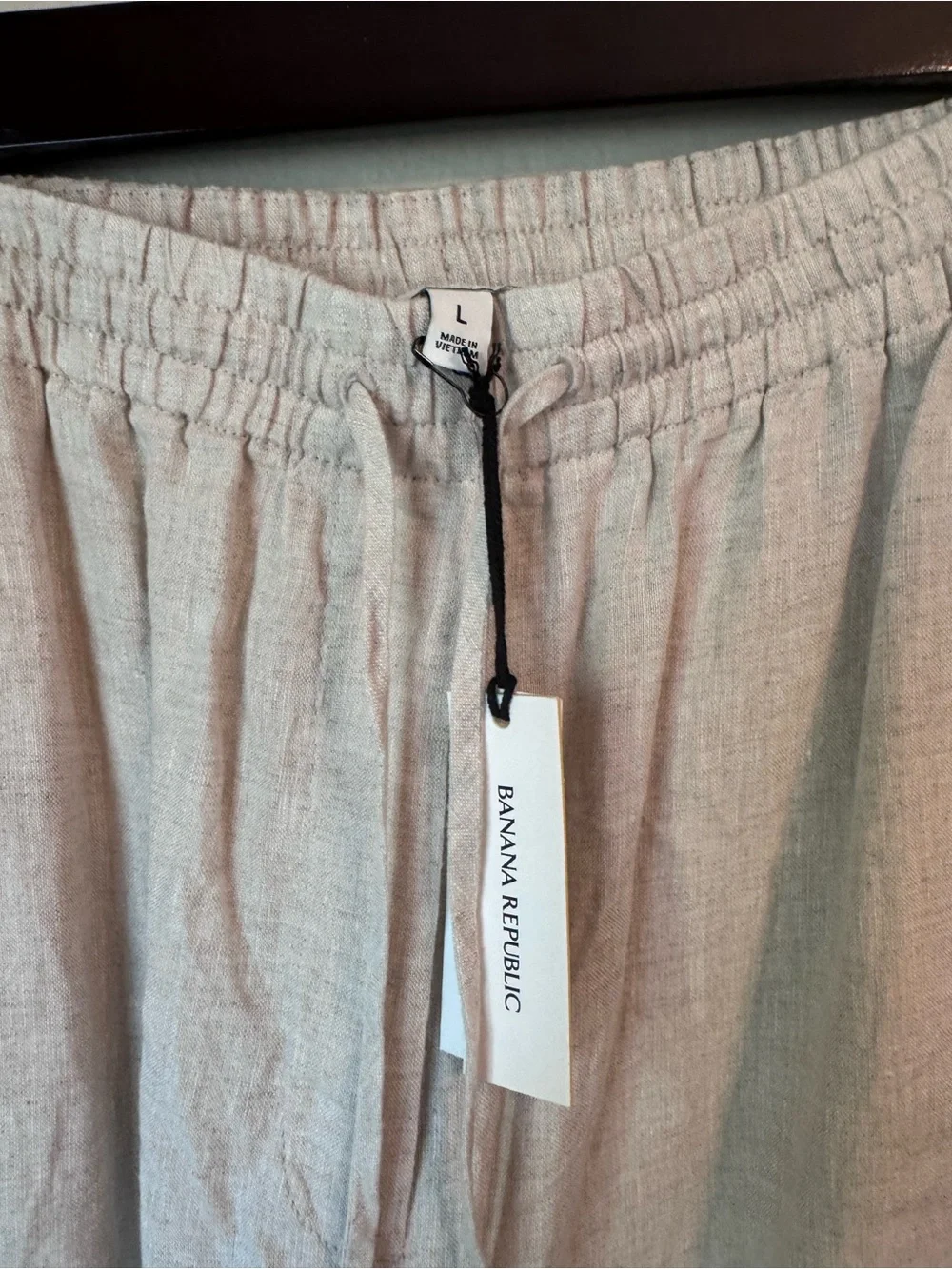Banana Republic Light Beige Linen-Blend Drawstring Chinos